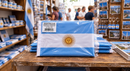 Argentina País Nacional Argentino Agitando Poste Con Gran Bandera Fútbol