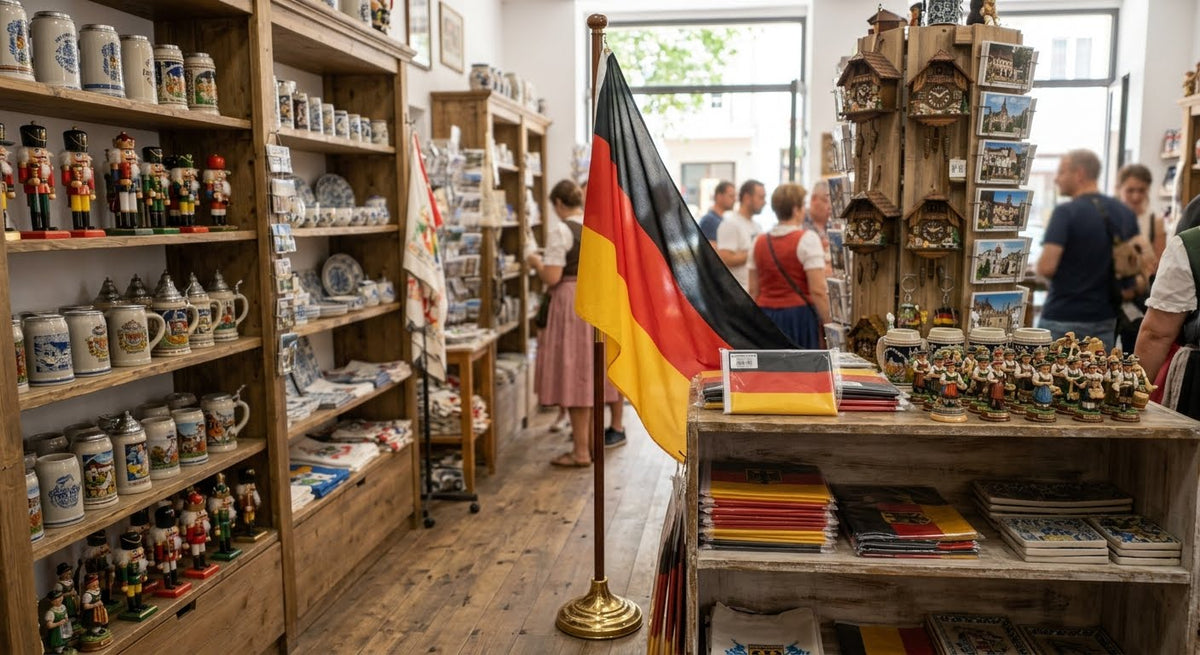 ALEMANIA PAÍS NACIONAL ALEMÁN ONDEANDO LA BANDERA DEL POLO DE FÚTBOL