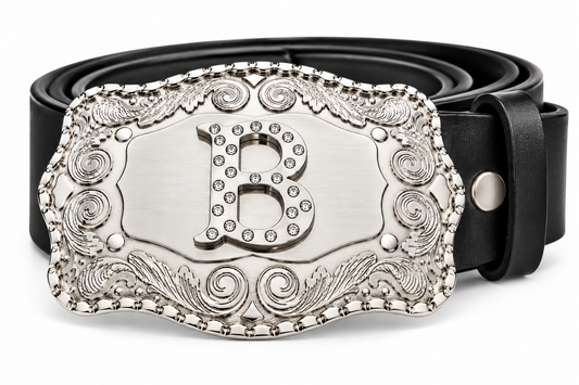 Letter B Name Initial Belt Buckle - Cowboy Western Fashion Accessory