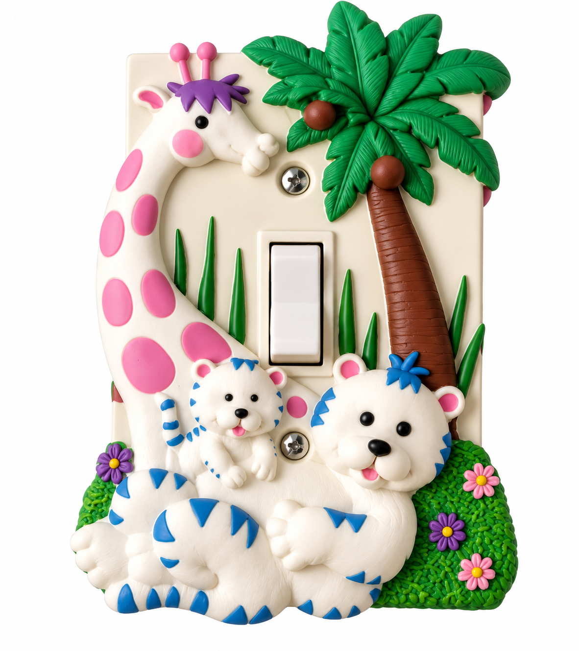 Kids Nursery Baby Room Light Switch Cover Giraffe Animal Palm Tree