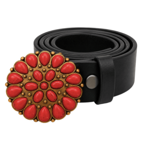 Flower Red Petals Daisy Boho Retro Hippie Fashion Belt Buckle