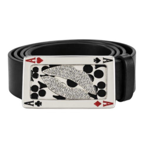 Belt Buckle Gamble Poker 4 Four Aces Rhinestone Lips