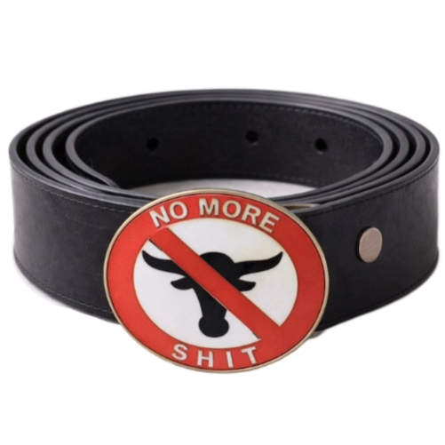 No More Bullsh*t Funny Humor Cow Steers Sign Symbol Belt Buckle