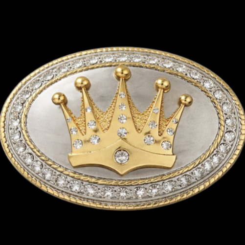 Hebilla de cinturón con corona de diamantes de imitación, vaquero de Rodeo occidental grande