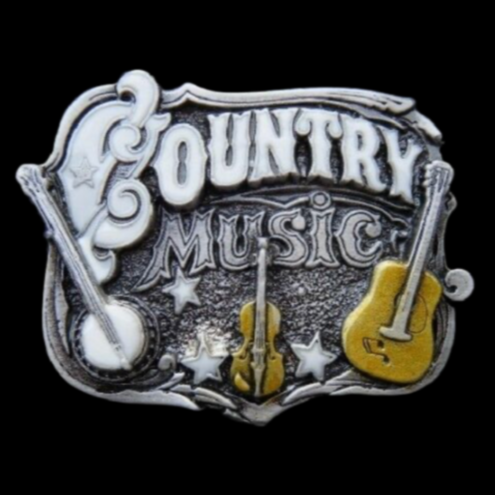 Country Music Violin Guitar Banjo Western Belt Buckle
