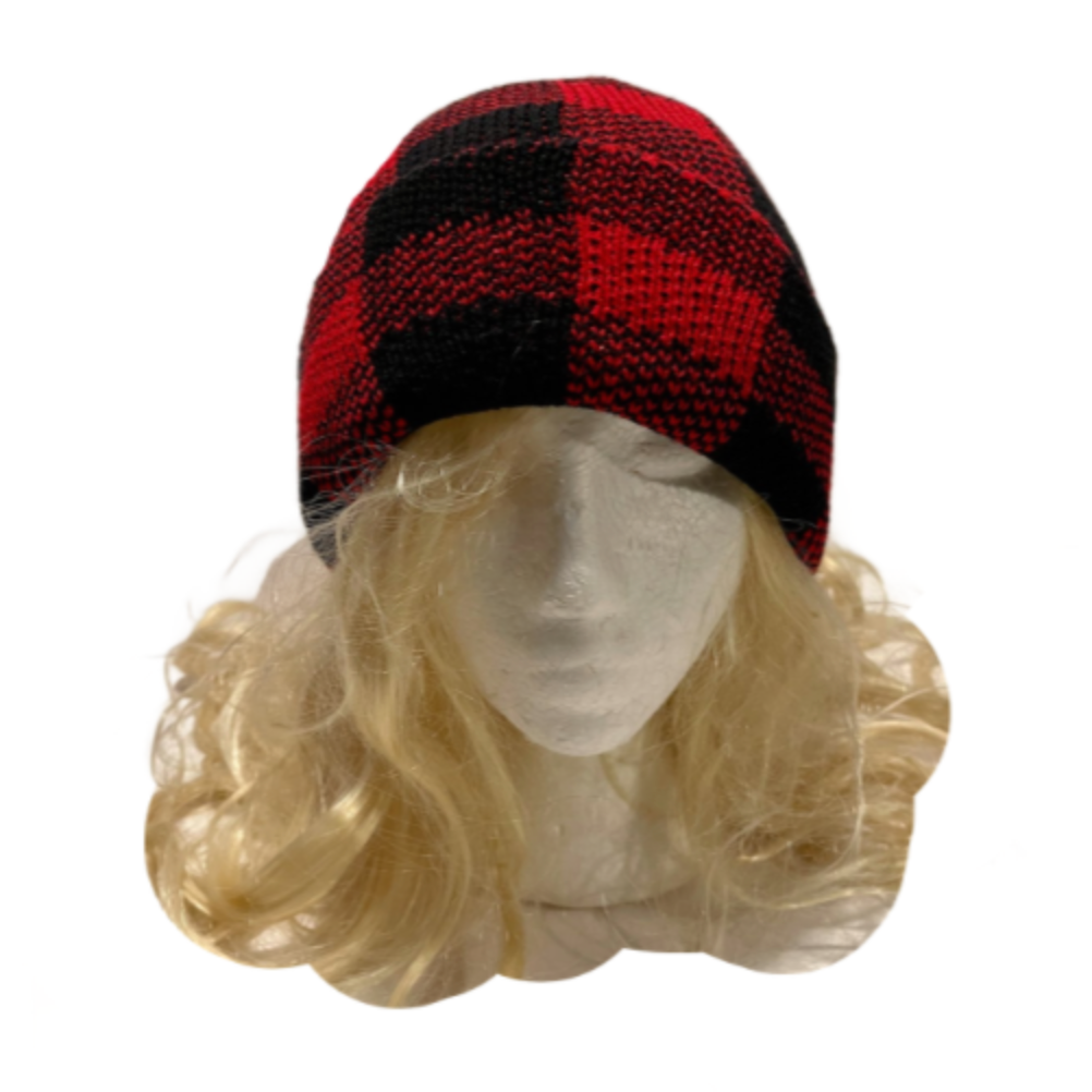 Canada Lumberjack Fashion Beanie Hat Flannel Plaid Black Red Winter Toque