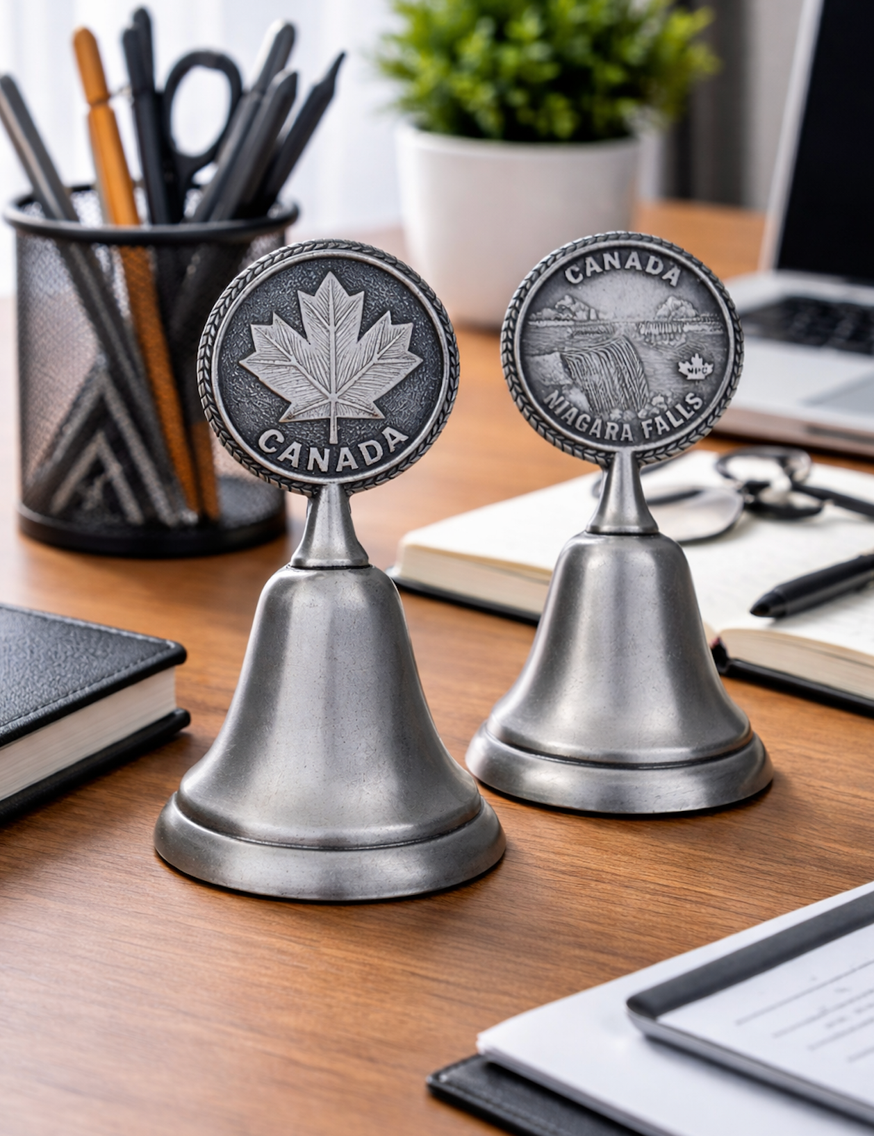 Niagara Falls Ontario Canada Maple Leaf Flag Hotel Dinner Bell Souvenir