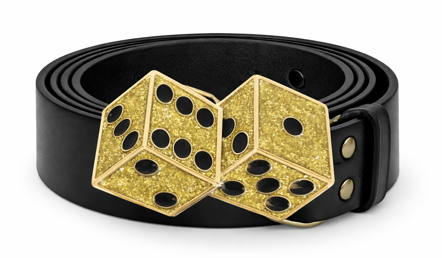 Lucky Glitter Dice Games Casino Gambler Belt Buckle