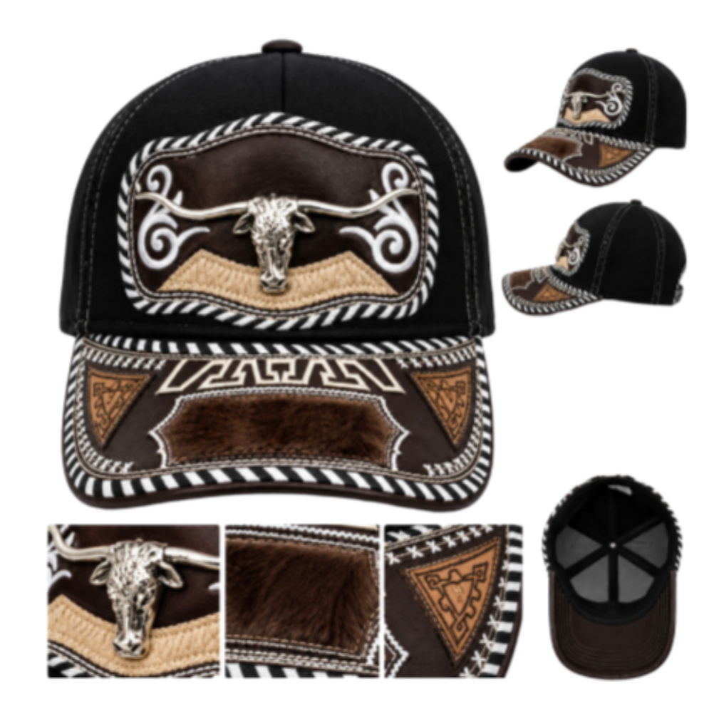 Longhorns Mesh Back Trucker Western Hat Metal Logo