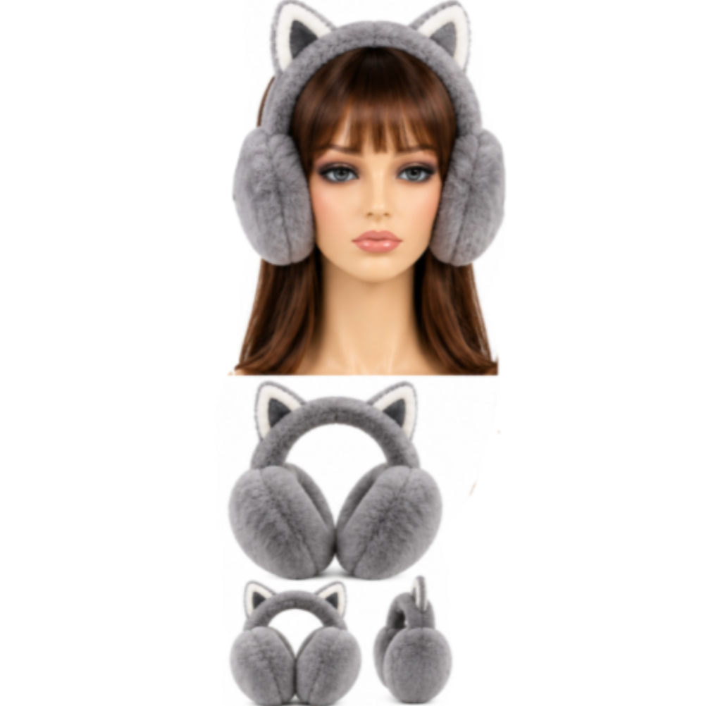 Cat Ears Foldable Cute Earmuffs Womens Kids Fun Fashion