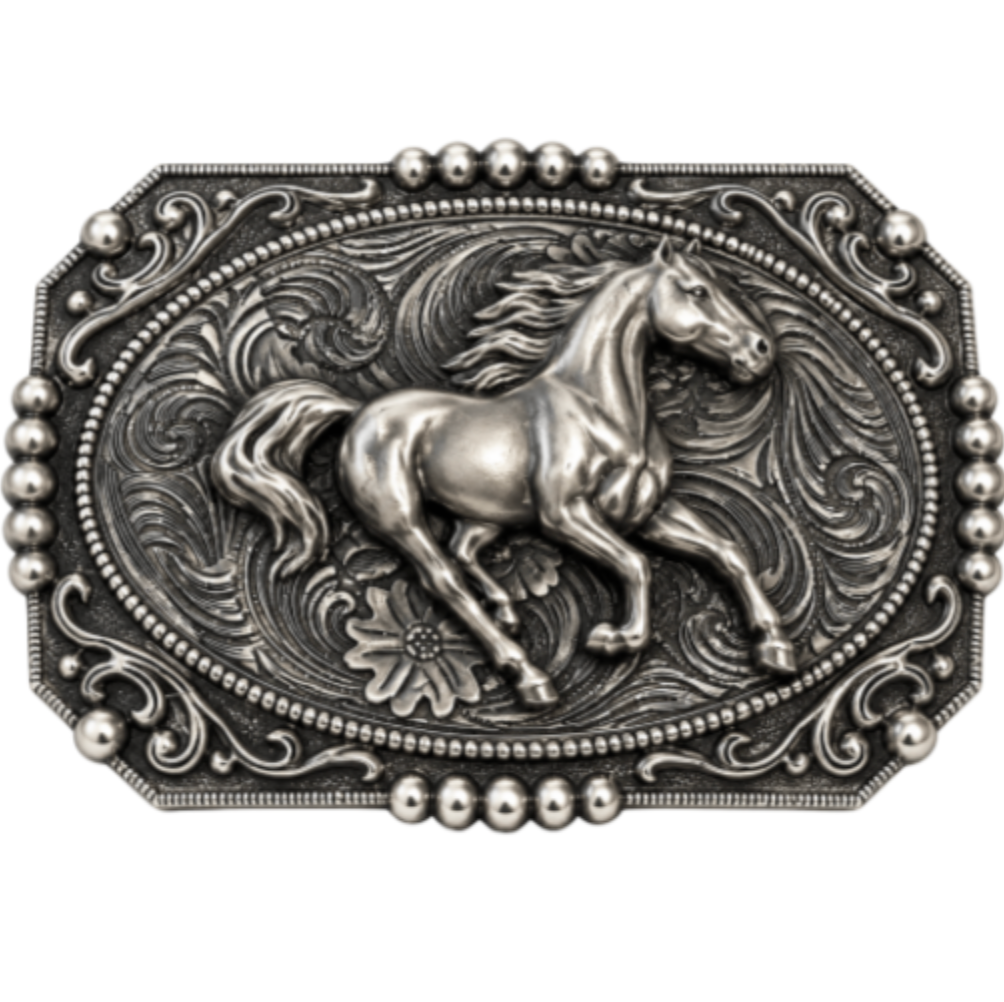 Horse Floral Belt Buckle Cowboy Cowgirl Western Buckles