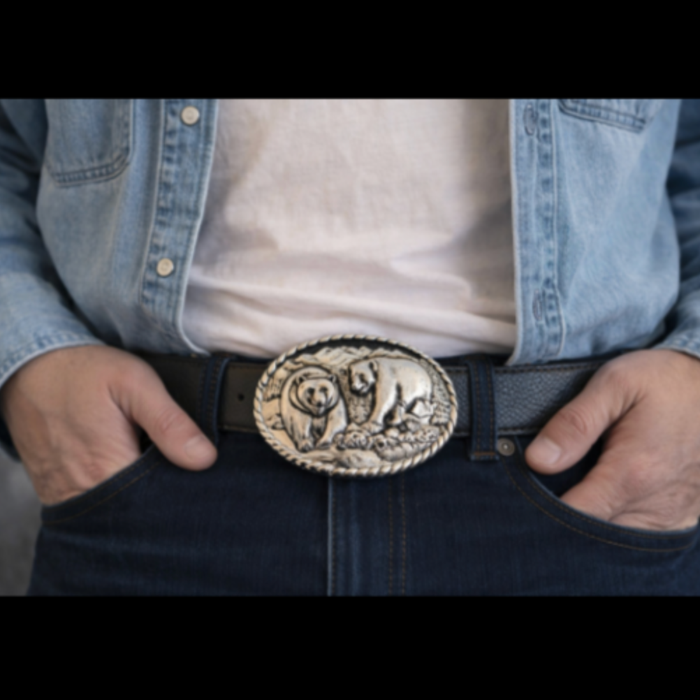 Grizzly Polar Bear Wildlife Canadian Arctic Animal Belt Buckle
