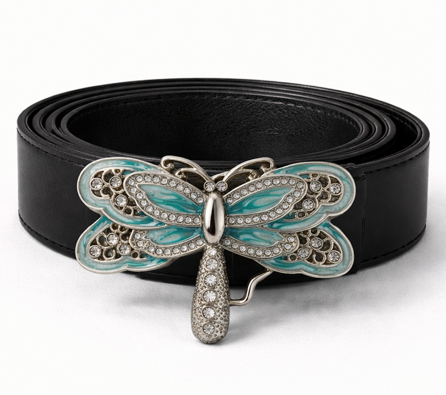 Hebilla de cinturón de insecto de moda de libélula de diamantes de imitación