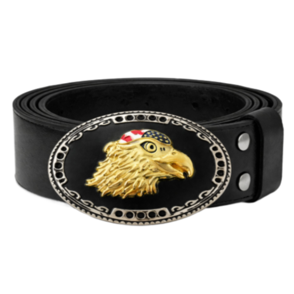 American Rebel Biker Flag Eagle Head Bandana Belt Buckle