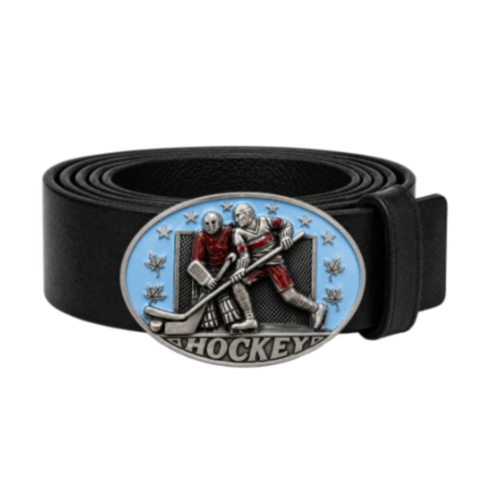 Ice Hockey Goalie Player Canadian Winter Sport Belt Buckle
