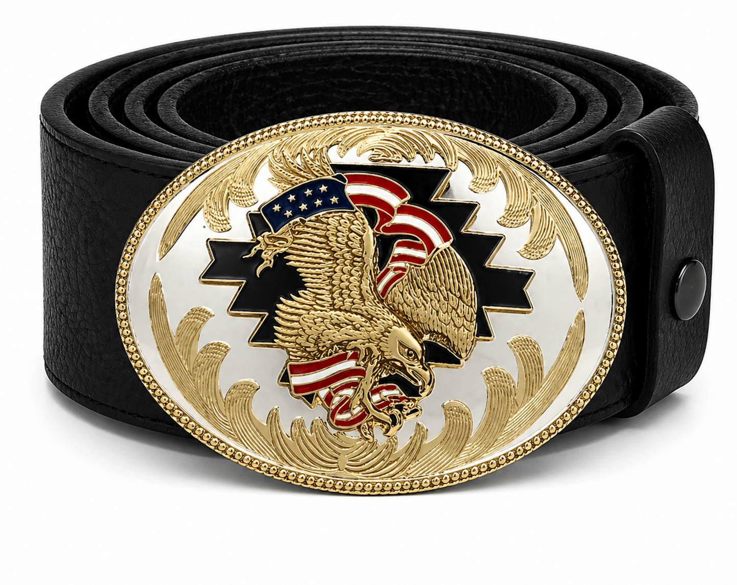 Golden Eagles American Flag Patriotic Cowboy Western Belt Buckle