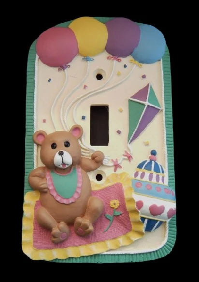 Teddy Bear Balloons Single Toggle Kids Baby Light Switch Cover