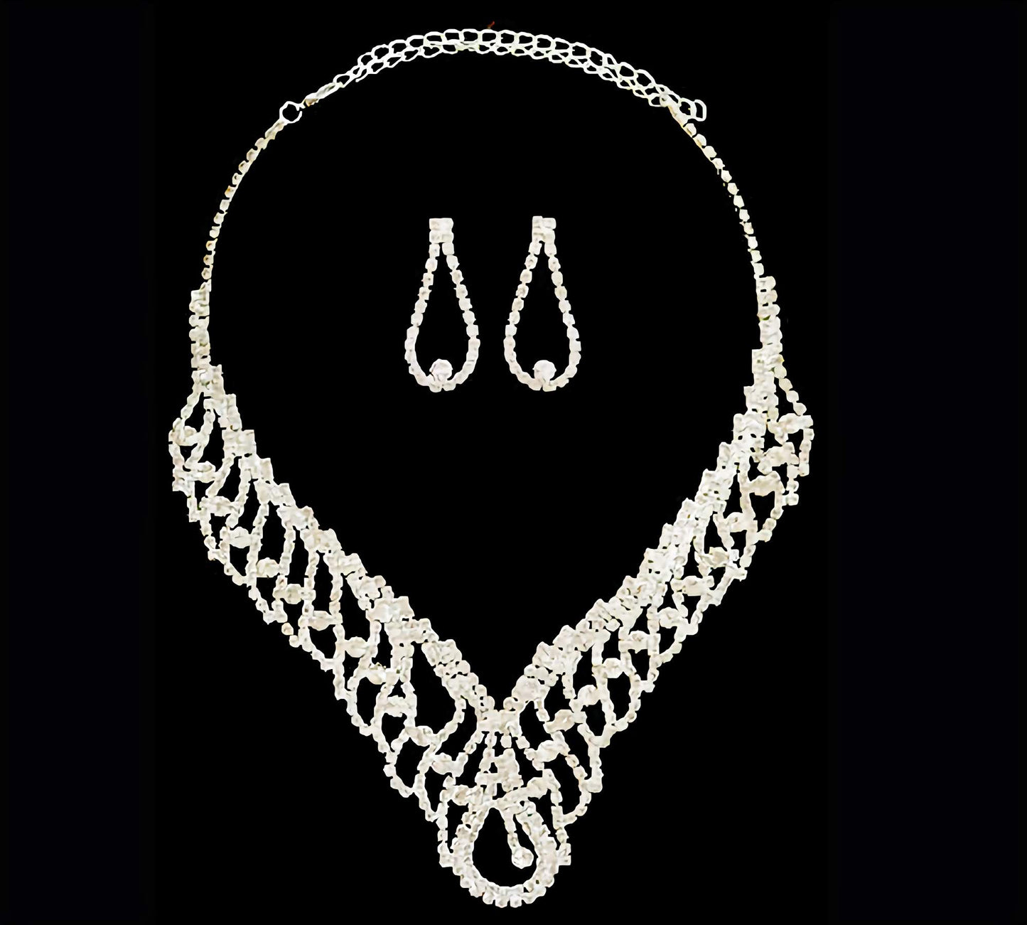 Necklace Earrings Bridal Wedding Set Austrian Rhinestone Clear Crystal