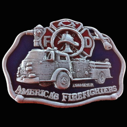 American Firefighter Fireman Vehicle Fire Truck Belt Buckle