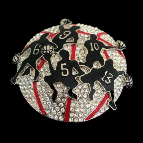 Hebilla de cinturón deportivo con diamantes de imitación de bola de jugadores de baloncesto