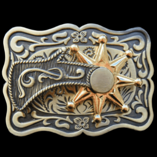 Cowboy Spinning Boot Spur Rodeo Western Belt Buckle