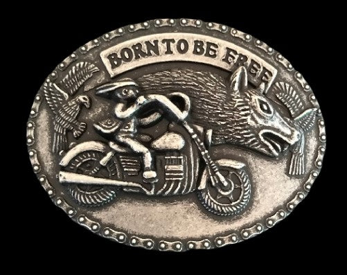 Born to be Free Motor Saying Motorcycle Biker Belt Buckle