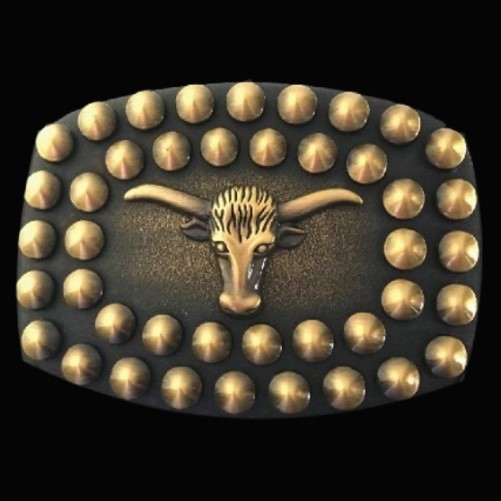 Western Longhorn Cow Steers Cowgirl Cowboy Rancher Belt Buckle