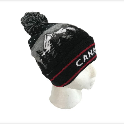 Canada Winter Mountains Unisex Knitted Pom Pom Winter Beanie Hat