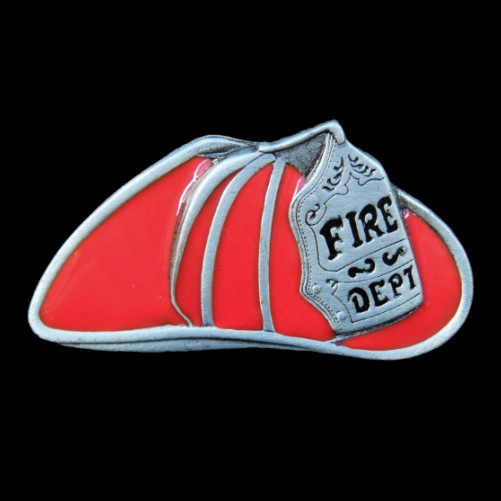 Firefighter Red Hat FD Fire Dept. Fireman Belt Buckle