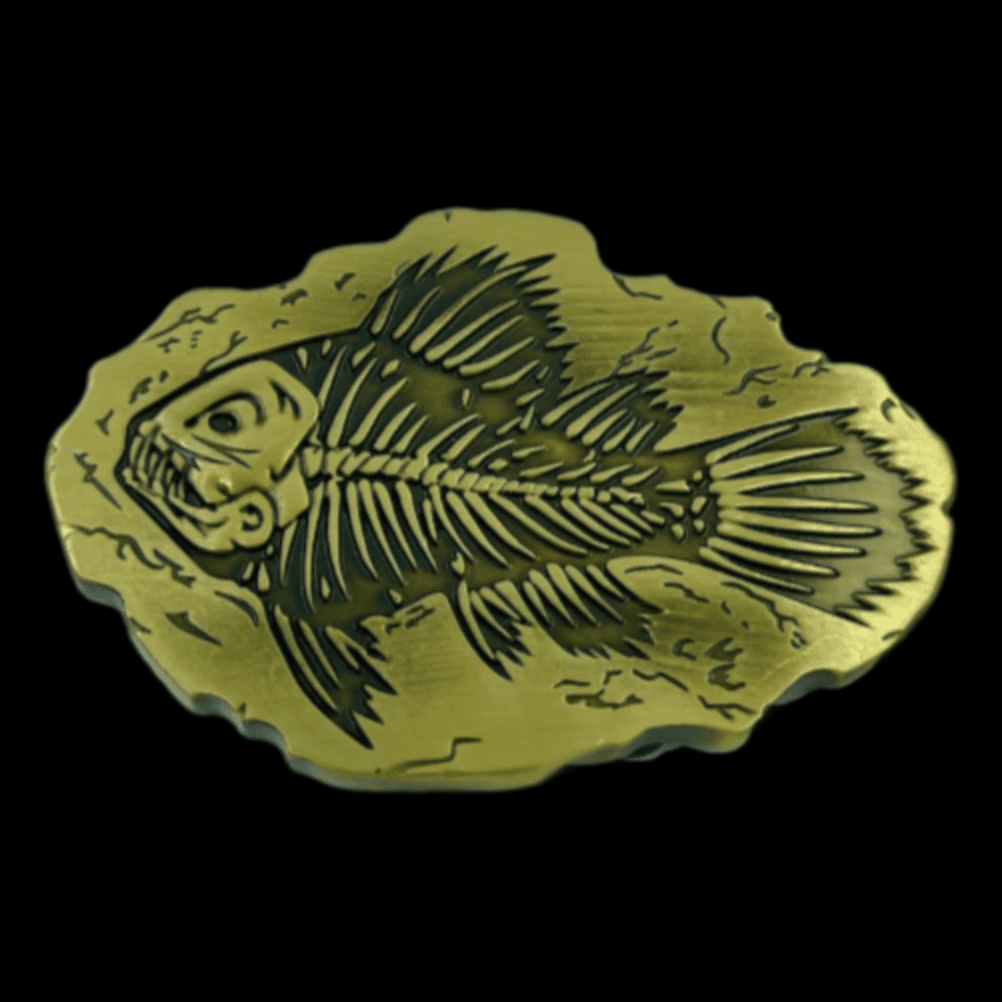 Belt Buckle Fish Fossil Bones Fishing Sports Anglers