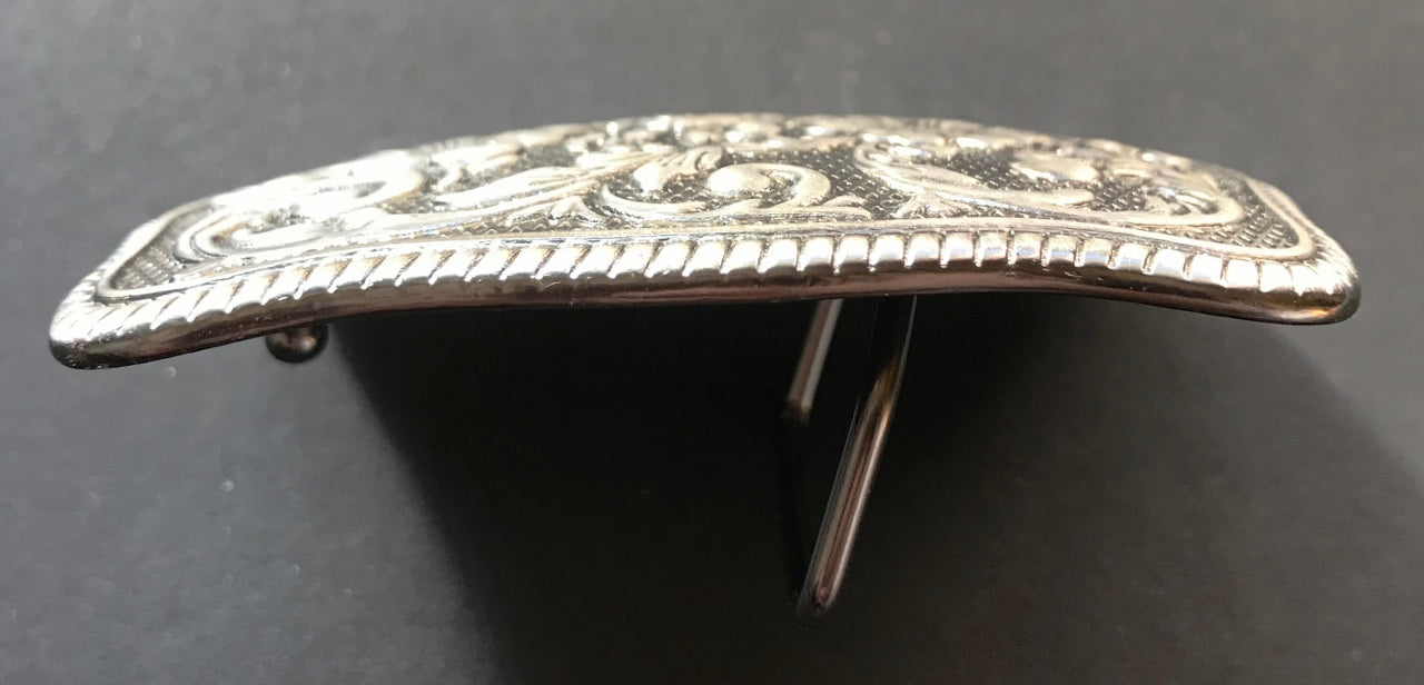 Boucle de ceinture occidentale du Far West en argent antique avec fleurs