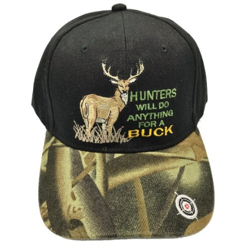Hunters Will Do Anything For A Buck Camo Embroidered Deer Cap Hat