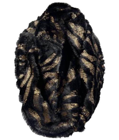 Infinity Plush Gold Sequin Scarf Faux Fur New Soft O/S Women's