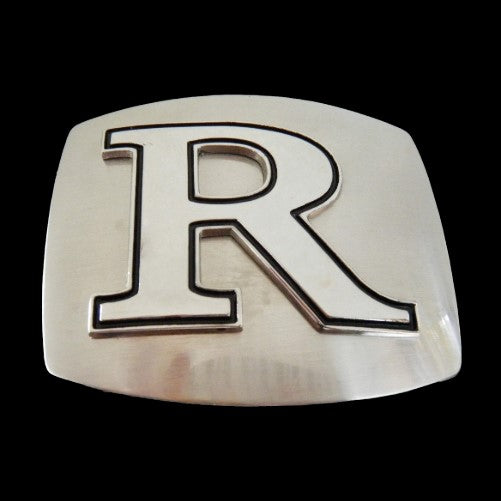 Letter R Initial Name Monogram Personalized Chrome Belt Buckle