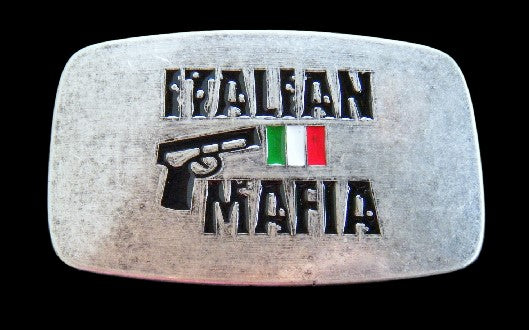 Boucle de ceinture de drapeau de pistolet de gangster de gangster de mafia italienne