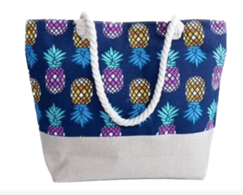 Large Capacity Zipper Handbag Shopping Travel Tote Shoulder Beach Bag Pineapple