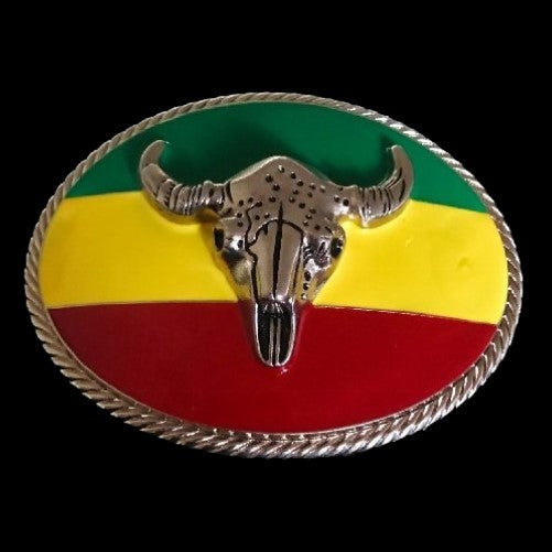 Boucle de ceinture occidentale avec drapeau éthiopien, Afrique, Ranch, vache, bœuf