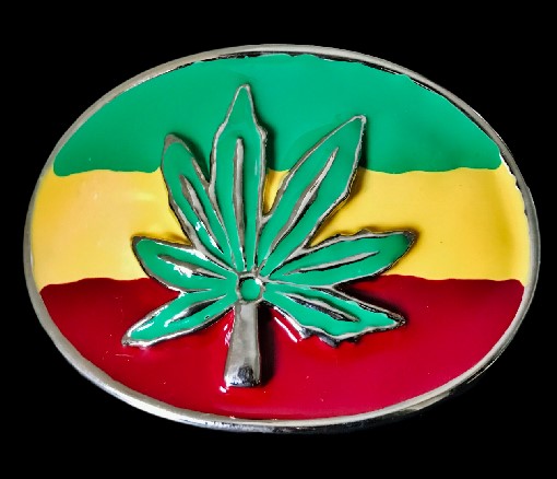 Marijuana Leaf Legalize Pot Plant Rasta Jamaica Flag Belt Buckle