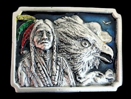 Native Indian Warrior Chief Amerindian Belt Buckle