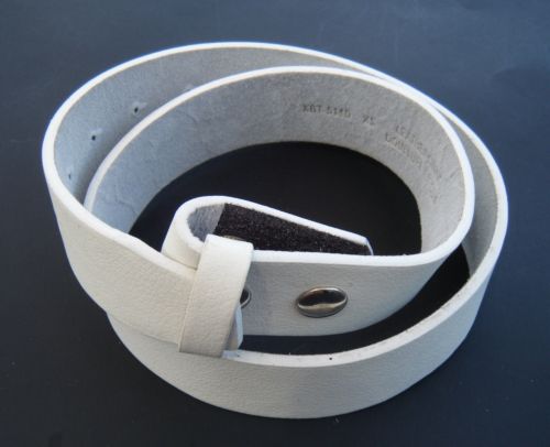 White Genuine Cowhide Leather Snap On Belt Strap For Belts Buckles