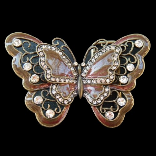Butterfly Monarch Glitter Women's Elegant Rhinestone Belt Buckle