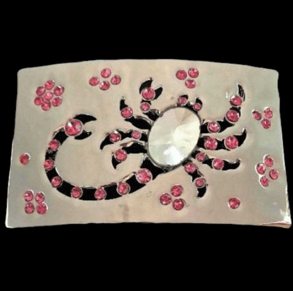 Boucle de ceinture en strass rose signe Scorpion Scorpion