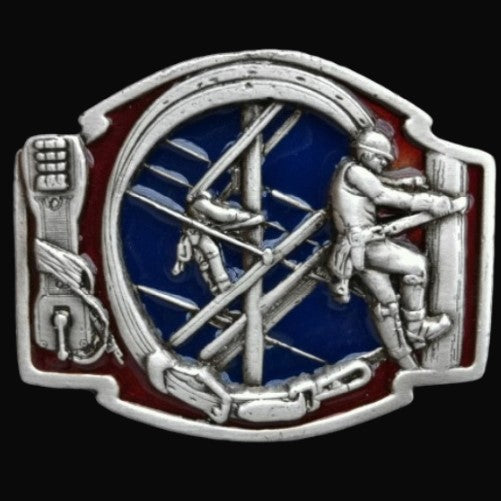 Telephone Line Poles Climber Profession Repair Guy Belt Buckle