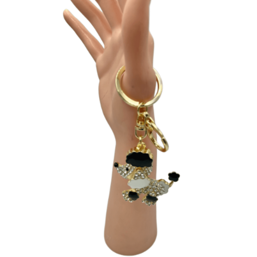 Poodle Keyring Cute Rhinestone Crystal Charm Pendant Key Bag Chain