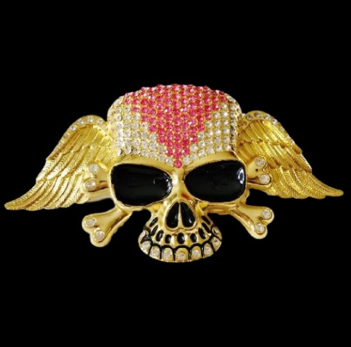 Rhinestone Skull Crossbones Punk Party Fashion Belt Buckle