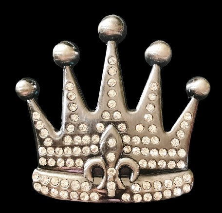 Royalty Rhinestone Crown Fleur De Lys Lis Queen Belt Buckle