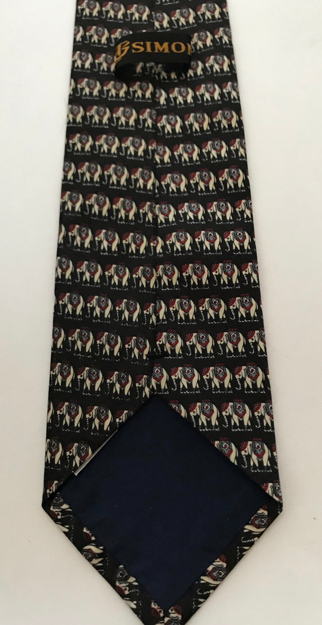 Simon Elephant Design Classy Sharp Fancy 100% Soie Cravate pour homme