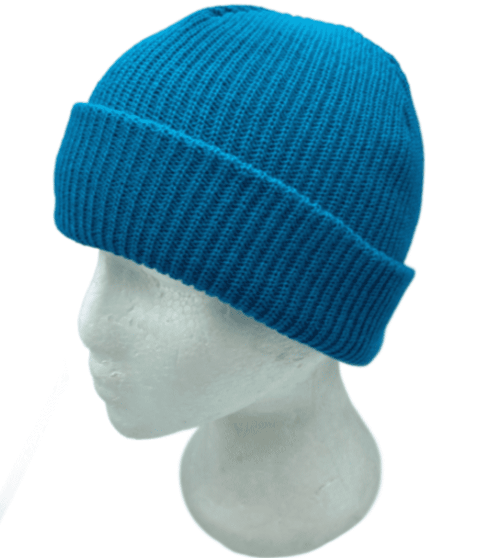 Teal Ribbed Beanie Knit Ski Cap Skull Hat Warm Solid Color Winter Cuff Blank