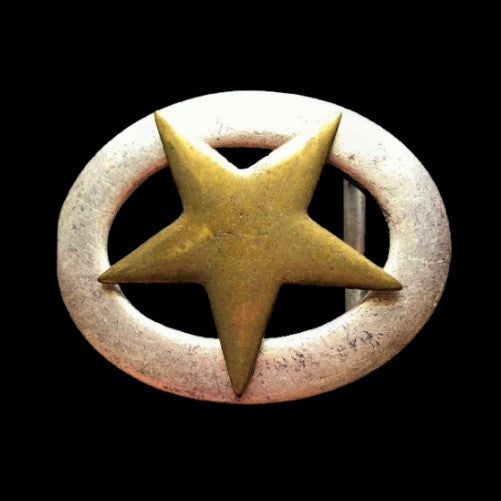 Texas Golden Star Sheriff Symbol Western Belt Buckle
