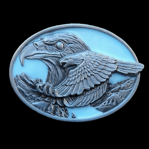 Two Flying Bald American Eagles Blue Sky Belt Buckle